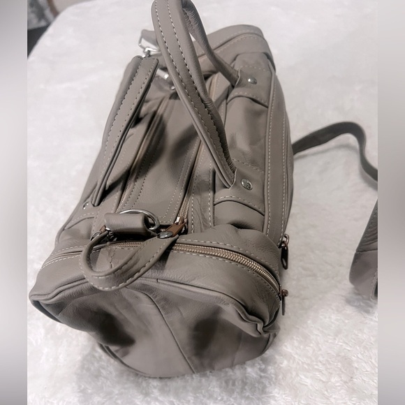 Vintage Putty Small Leather Duffle Bag Crossbody Strap Mexico Puppy Carrier - Picture 6 of 16